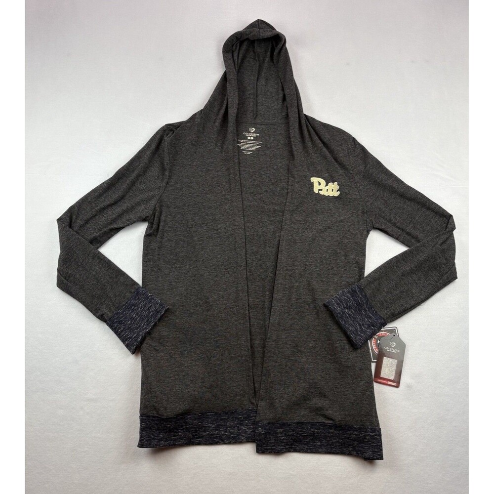 Pitt Panthers Hooded Cardigan Pockets Womens XL Gray Long Sleeve Open Front NWT